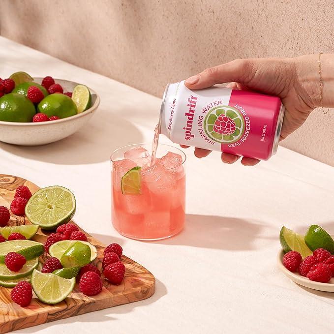 Spindrift Sparkling Water, Raspberry Lime Flavored, Made with Real Squeezed Fruit, Only 9 Calories