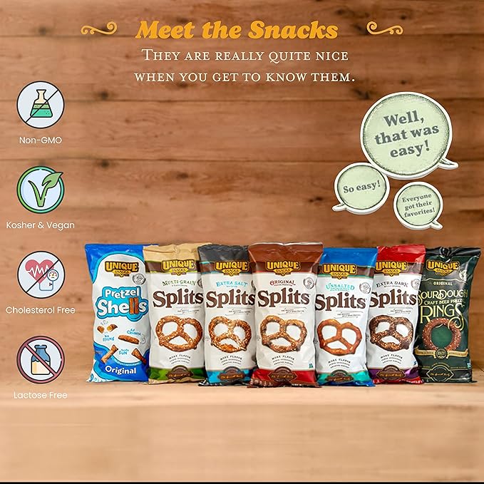 Unique Snacks Original Pretzel Shells, Delicious Homestyle Baked Snack Bag, Vegan, OU Kosher, and