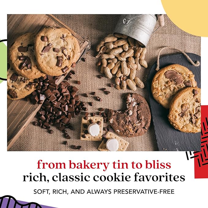 David's Cookies Assorted Fresh Baked Decadent Cookie Gift Tin – 2lb Basket with 8 Jumbo Cookies