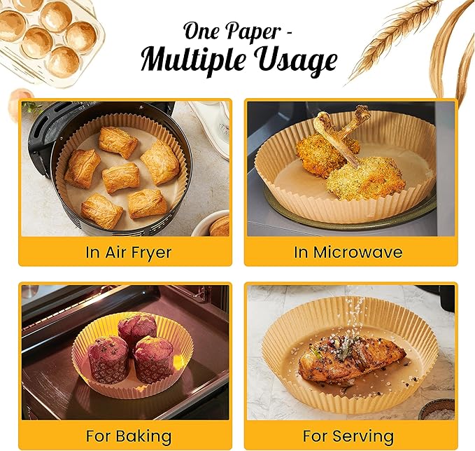 250 pcs Air Fryer Liners for Ninja, Round Disposable Airfryer Paper Liners ??Non-Stick and Oil