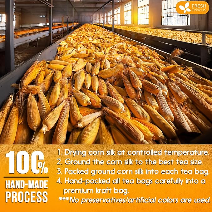 FreshDrinkUS, Premium 135 Tea Bags Corn Silk Tea, 100% Natural & Pure from Corn Silk. Corn Silk
