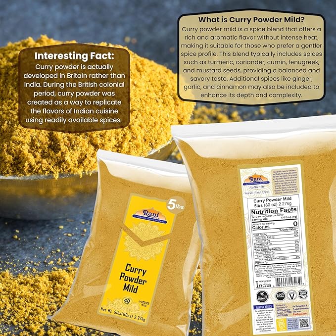 Rani Curry Powder Mild (10-Spice Authentic Indian Blend) 80oz (5lbs) 2.27kg Bulk ~ All Natural |