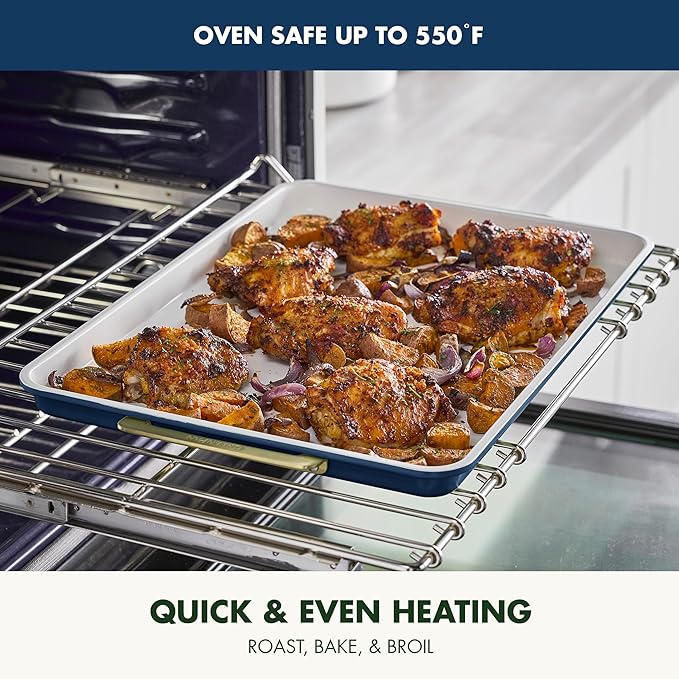 GreenPan Bakeware 13"x18" Half Baking Sheet Pan, Ceramic Nonstick Baking Pan, PFAS & BPA Free, Gold