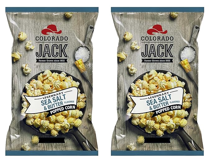 Colorado Jack Gourmet Flavored Popcorn - Colorado Jack Popped Corn in Legendary Flavors (Sea Salt &
