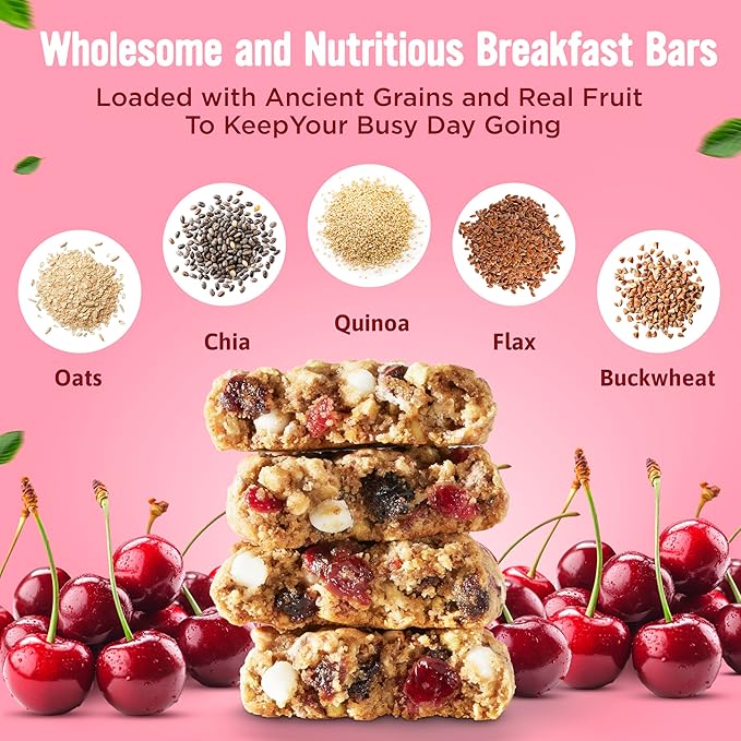 Cooper Street Chocolate Cherry Granola Bakes (48 Count) – Individually Wrapped Soft and Chewy