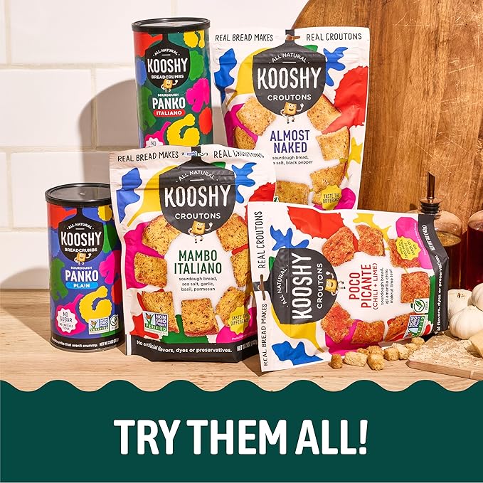 Kooshy Panko Italian Style Breadcrumbs | Vegan, Dairy Free, Non GMO Sourdough Bread Crumbs for