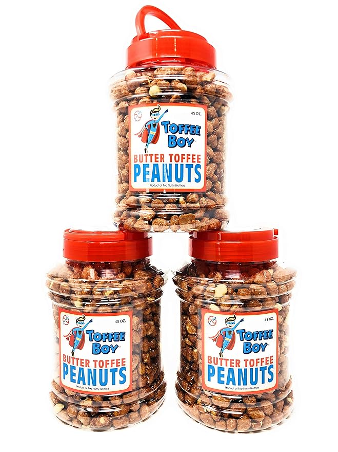 Toffee Boy's Butter Toffee Peanuts - 45 Oz Jar - Family Recipe, Fresh and Hand Cooked, Gluten Free
