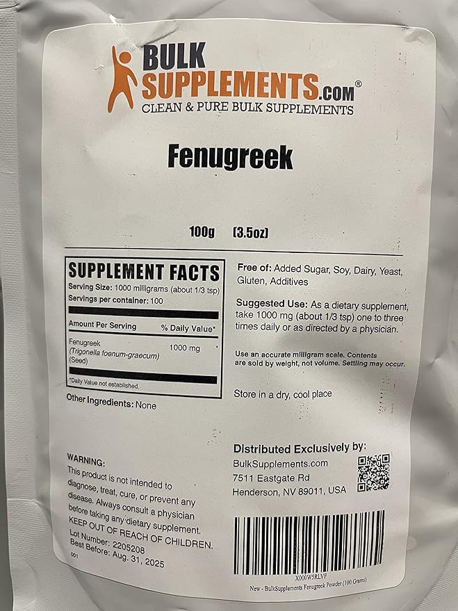 BulkSupplements.com Organic Fenugreek Powder - from Organic Fenugreek Seeds, Trigonella