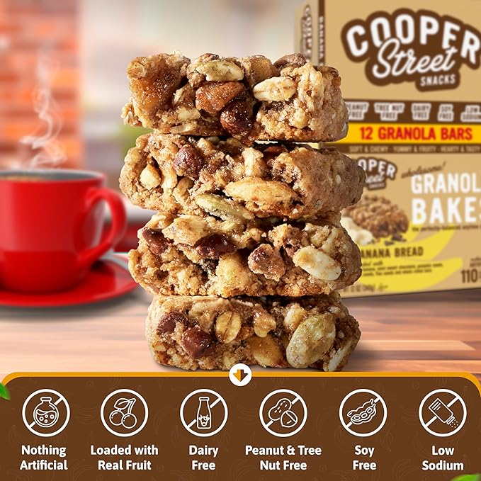 Cooper Street Banana Bread Granola Bakes (48 Count) ??Individually Wrapped Soft and Chewy Granola