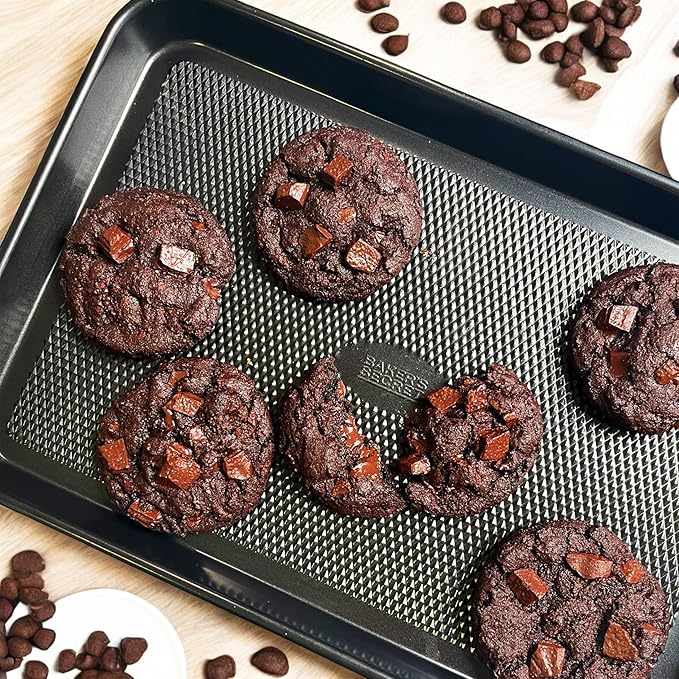 Baker's Secret Baking Sheet Pan Set, 3x Cookie Sheets for Oven, Diamond Texture Premium Air Flow