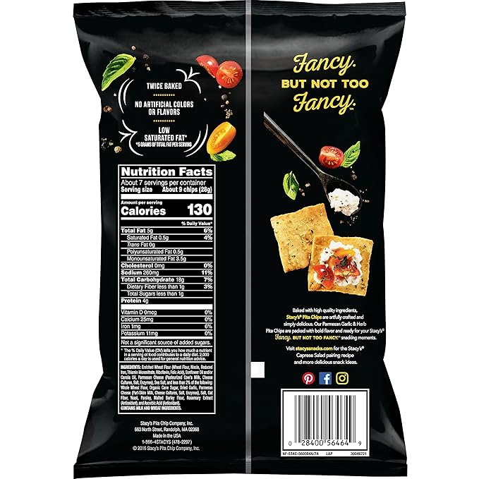 Stacy's Pita Chips, Garlic Parmesan & Herb, 7.33oz Bag (00268616)