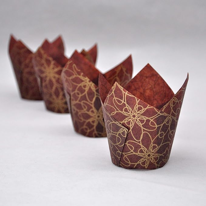 Muffin Greaseproof paper Baking cupcake cups, 2"(Bottom diameter) x 3-1/2"(Height) Fancy Floral