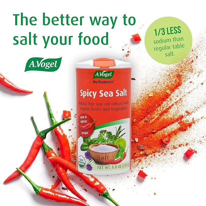 A. Vogel Herbamare Seasoned Spicy Sea Salt - USDA Organic - Seasoning Salt Infused w/ 12 Herbs