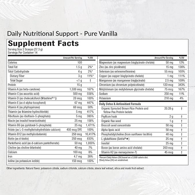 Equilife Daily Nutritional Support, All-in-One Multivitamin Meal Replacement, Pure Vanilla Flavor