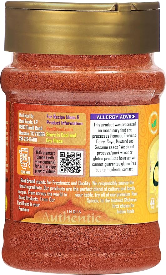 Rani Chilli Powder (Mirchi) Ground Indian Spice 3oz (85g) PET Jar ~ All Natural | Salt-Free | Vegan