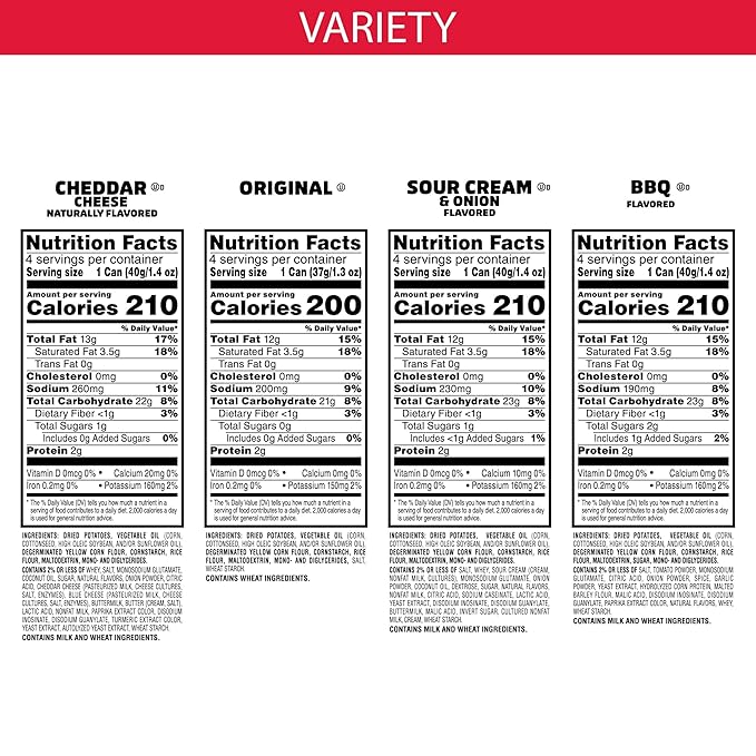 Pringles Potato Crisps Chips, Lunch Snacks, Office and Kids Snacks, Grab N' Go, Variety Pack (16
