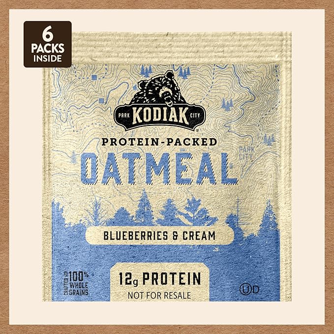 Kodiak Instant Oatmeal Packets, Blueberries & Cream, High Protein, 100% Whole Grains, 6 boxes with