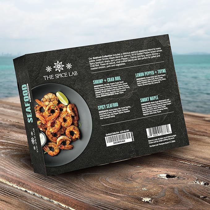 The Spice Lab Seafood Seasoning Set - Smoky Maple, Shrimp Boil, Spicy Seafood and Lemon Pepper