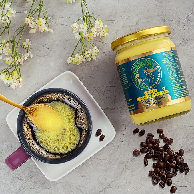 GirOrganic Grass Fed A2 Ghee | Clarified Butter (16 Oz) - Unsalted Gir Cow Ghee Butter - Organic