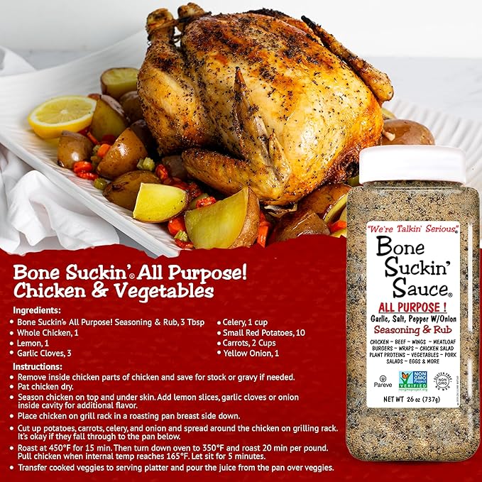 Bone Suckin' Sauce Bulk Seasoning & Rub - Brown Sugar, Garlic, Onion, Spices - Non-GMO