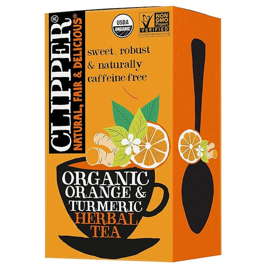 Clipper Tea, Orange & Turmeric, Organic Tea with Licorice Root, Orange Peel and Hibiscus, Plant