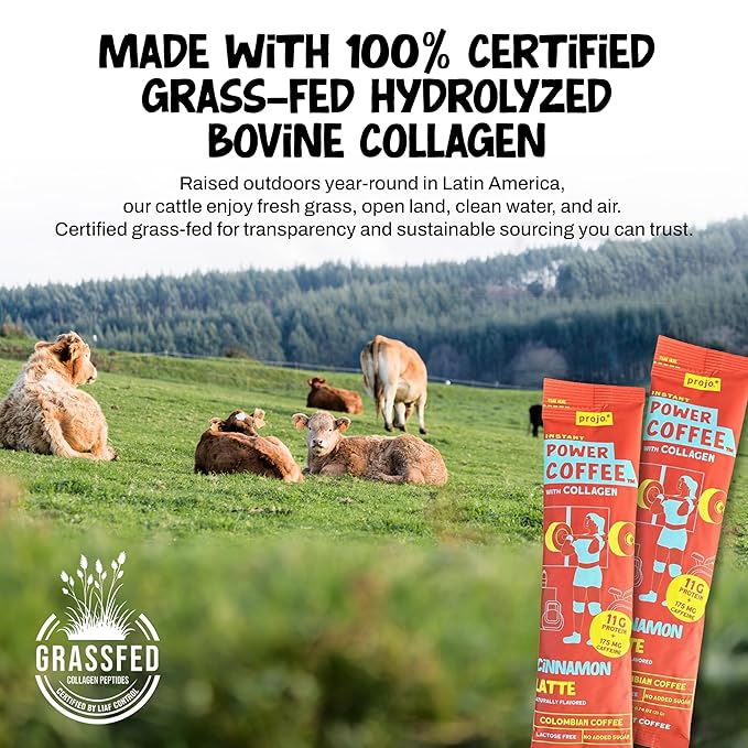 Projo* Power Coffee – Instant Coffee with 11g Protein – Grass-Fed Hydrolyzed Bovine Collagen &