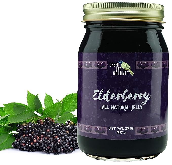 Green Jay Gourmet Elderberry Jelly – All-Natural Jam with Elderberries & Lemon Juice – Vegan