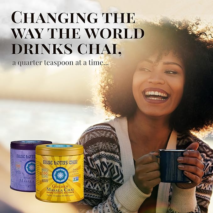 Blue Lotus Chai Tea - Traditional Masala Chai - Makes 100 Cups - 3 Ounce Masala Spiced Chai Powder
