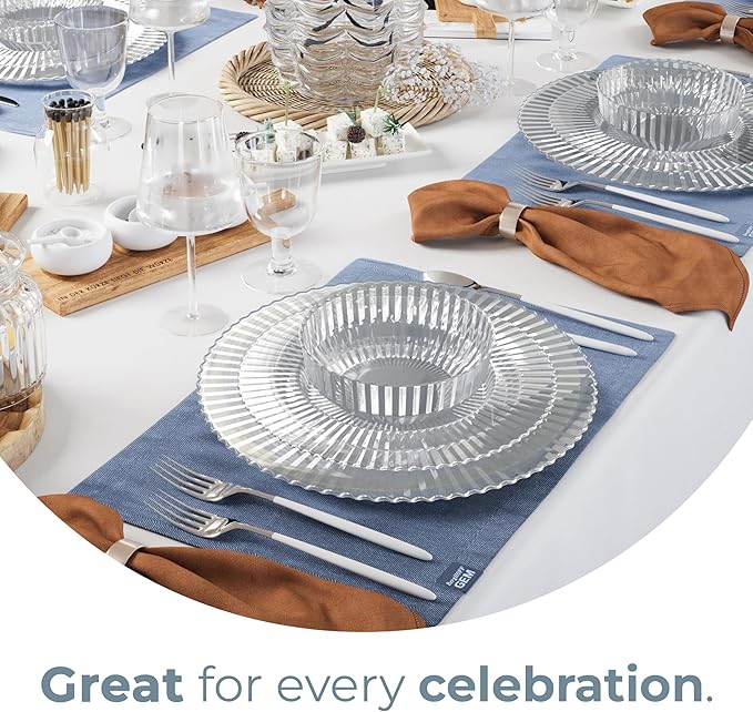 Exquisite 80 Piece Plastic Disposable Plates Set For 40 Guests I 20 X 9 Inch & 40 X 11 Inch