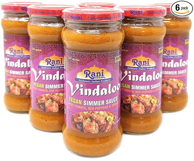 Rani Vindaloo Curry Vegan Simmer Sauce (Spicy Tomato, Red Peppers & Spices) 14oz (400g) Glass Jar