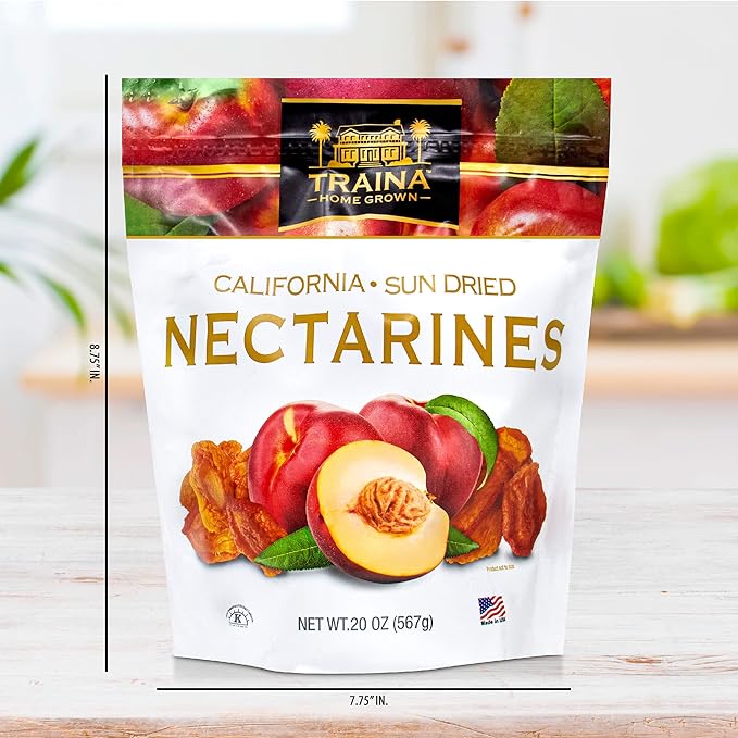Traina Home Grown California Sun Dried Nectarines - Healthy & Non-GMO, Sweet Flavor, Sun Dried
