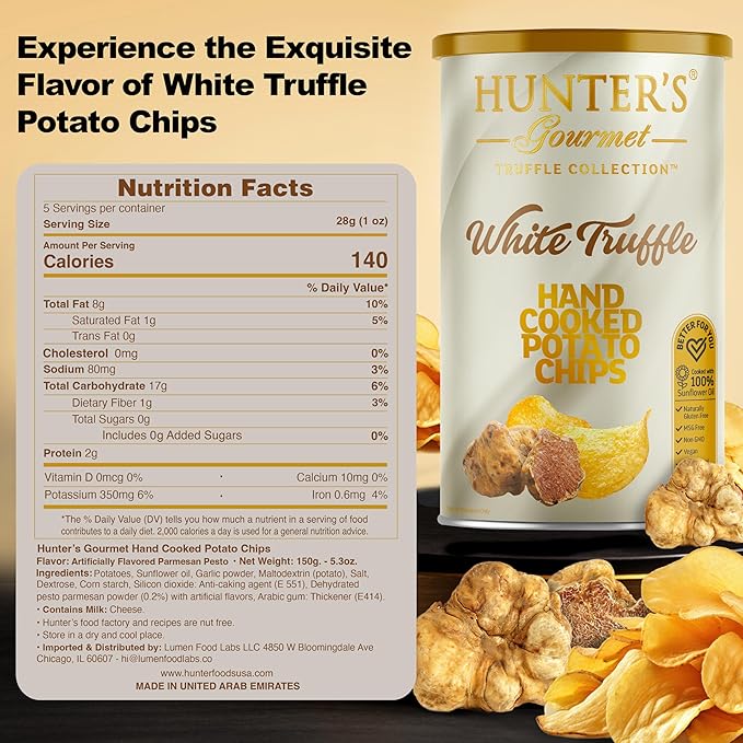 Hunter's Gourmet Truffle Chips | Hand-Cut | No Artificial Colors | Dairy & Lactose Free | Premium