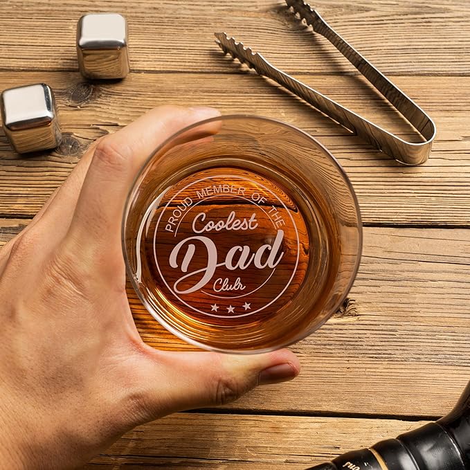 Whiskey Rocks Glass Father's Day Gift For Husband, 14.2 Oz Old Fashioned Glasses Scotch, Christmas