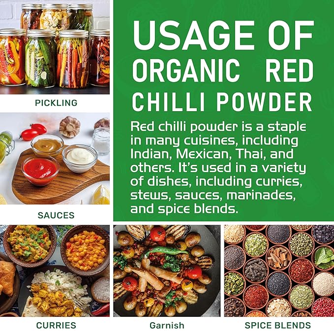 Jiva Organics Organic Red Chili Powder 7 ounce Bag - Extra Hot, Ground Indian Chillies, 100%