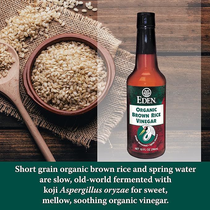 Eden Organic Brown Rice Vinegar, 10 fl oz Amber Glass, Imported