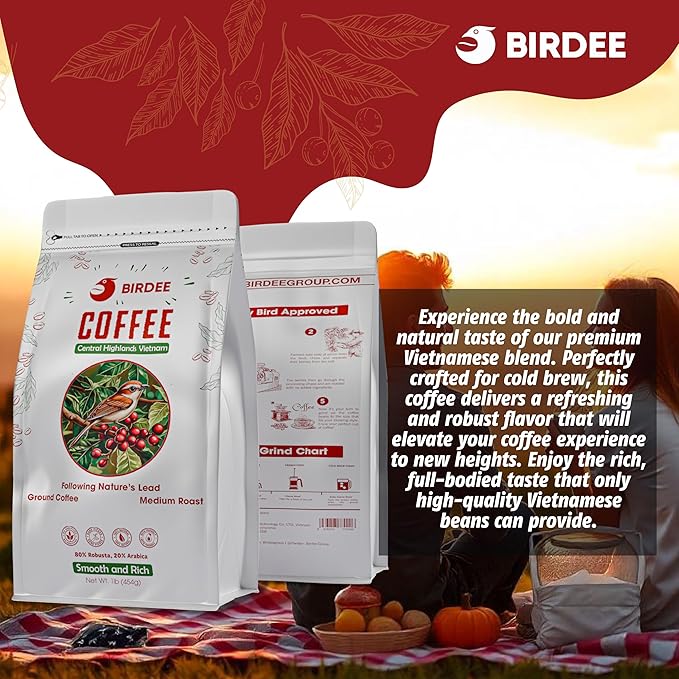 Birdee Vietnamese Coffee ??1 LB, Medium Roast Whole Bean, Arabica and Robusta, Hand-Picked