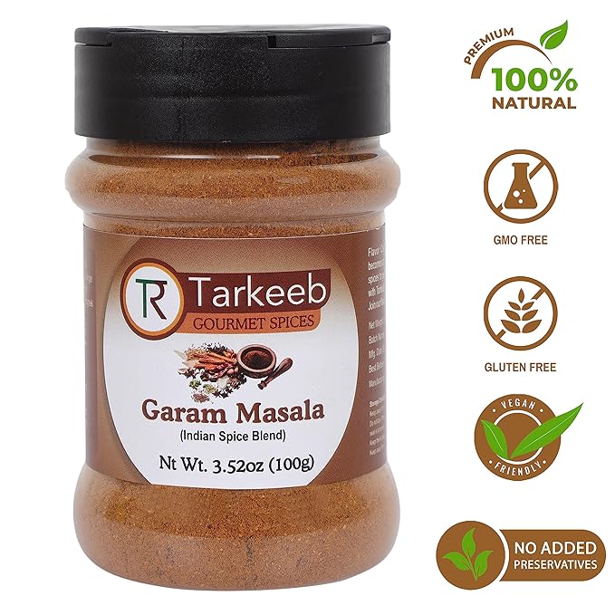 Tarkeeb Garam Masala Indian 15-Spice Blend 3.52 oz (100g) Shaker Top PET Jar ~ All Natural | Vegan