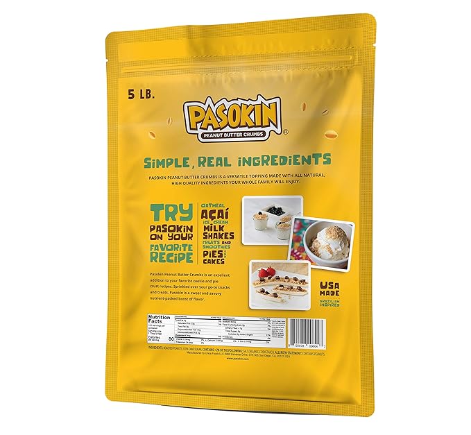 PASOKIN | Peanut Butter Crumbs | Gluten-Free, Vegan, All Natural Peanut Butter Topping, Made in