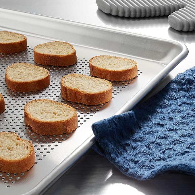 GRIDMANN 13" x 18" Commercial Grade Perforated Aluminum Baking Sheet Pan, Half Size Baking Tray - 6