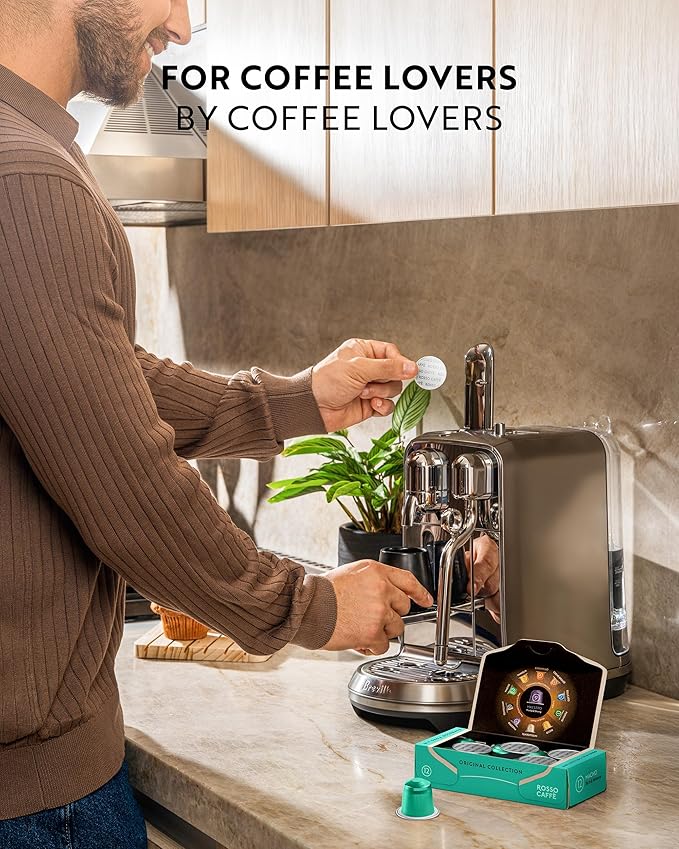 ROSSO CAFFÈ 60 Espresso Coffee Pods for Nespresso Original Machines - Pack of Rich and Bold