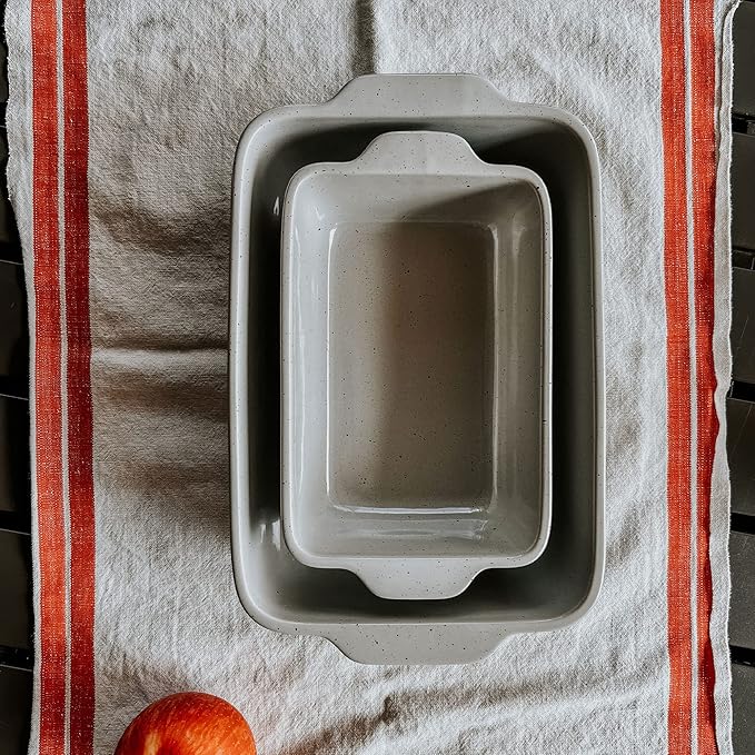 Mora Ceramic Set of 2 Baking Dishes For Casserole, Banana Bread, Brownies, Broiling, Roasting, and