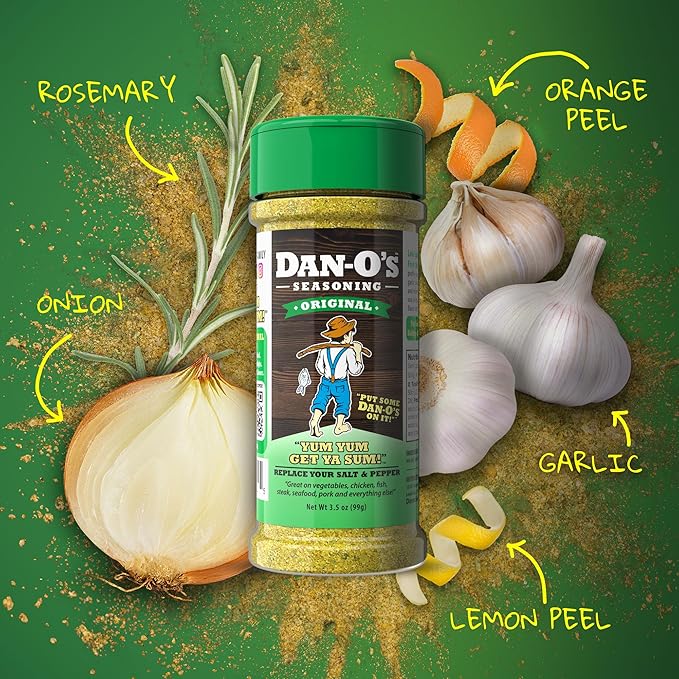 Dan-O's 2 Bottle Seasoning Set, Small Bottles, 2 Pack, Includes Original and Crunchy Seasonings