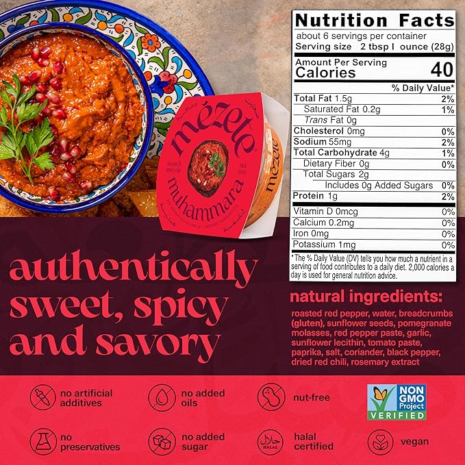 Mezete Nut-Free Dip | No Added Oils | Free from Preservatives & Additives | Muhammara Gourmet Dip |