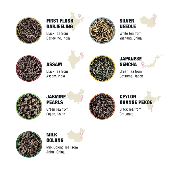 Tiesta Tea - Single Origin Tea Sampler Dry Flight Set, Loose Leaf, High to Low Caffeine, Makes Hot