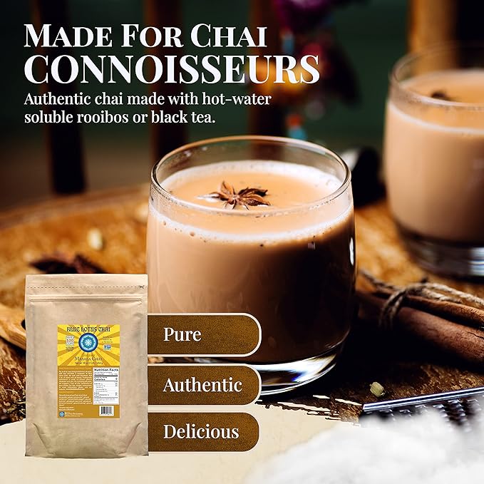 Blue Lotus Chai - Golden Masala Chai - Makes 530 Cups - 1 Pound Bulk Bag Masala Spiced Chai Powder