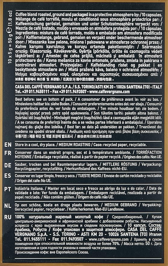 Caffe' Vergnano 1882 120 Count Oro Original Line Machine Compatible, Compostable Expresso Capsules