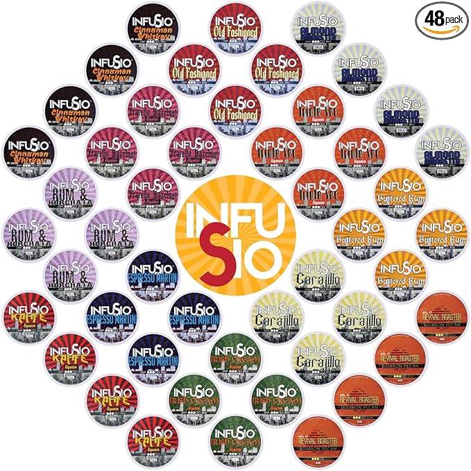 InfuSio Flavored Coffee Pods Variety Pack - 48 Count Flavored Medium Roast, 12 Curated Blends