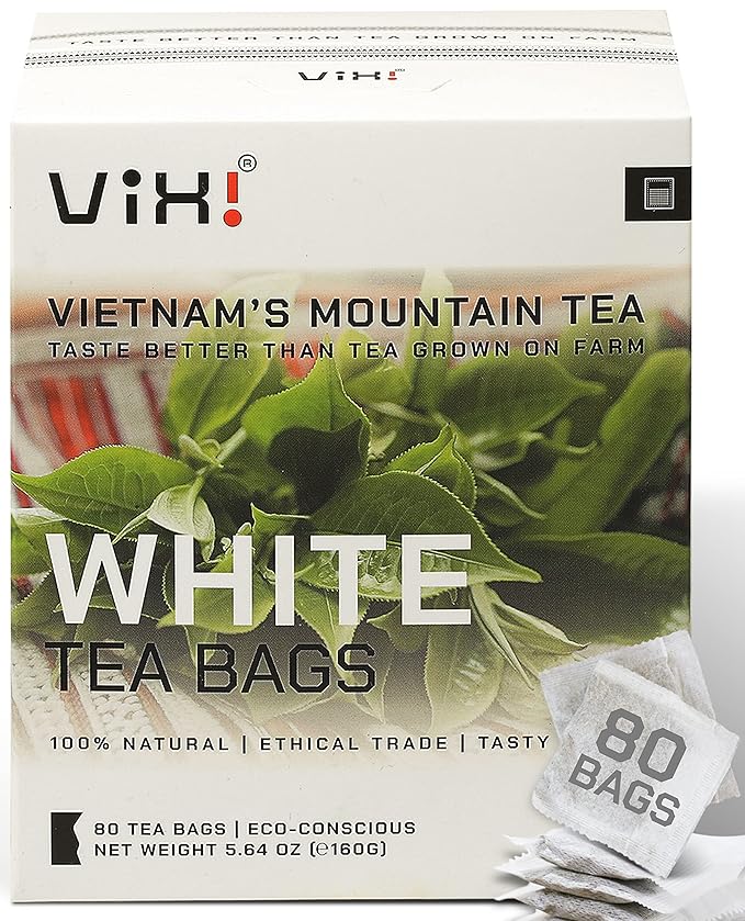 VIXI White Tea Bags, 80 Counts, Vietnam's Mountain Tea, Peony, Te Blanco, Flavored, Good Earth