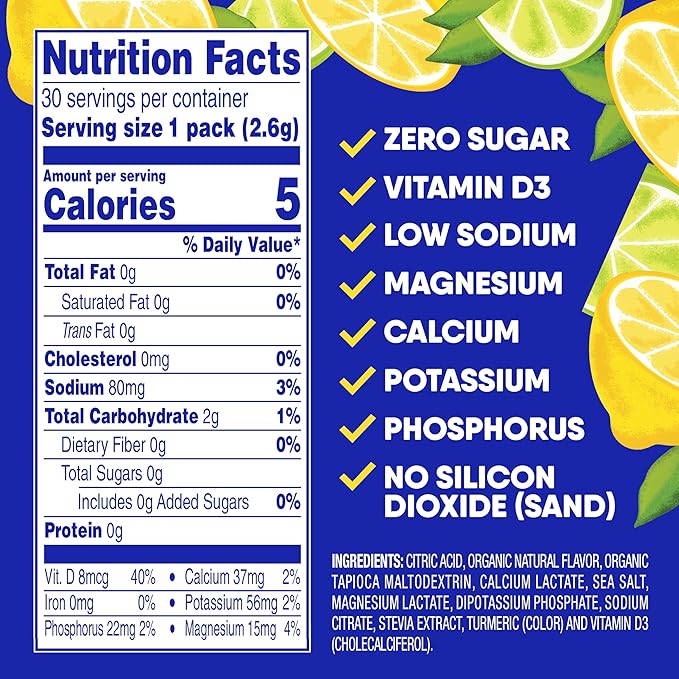 GoHydrate Instant Hydration Powder Packets - Low Sodium Electrolytes Drink Mix - Natural Hydration