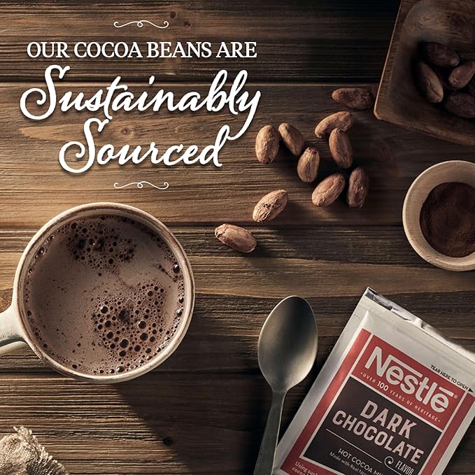 Nestle Hot Chocolate Packets, Dark Chocolate Flavor Hot Cocoa Mix, Made with Real Cocoa, Bulk Pack